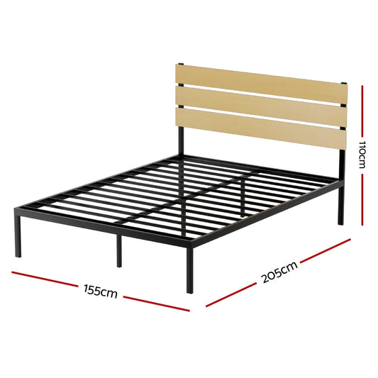 Artiss Bed Frame Queen Size Metal Base Mattress Platform Foundation Black PAULA - Mekamart Australia