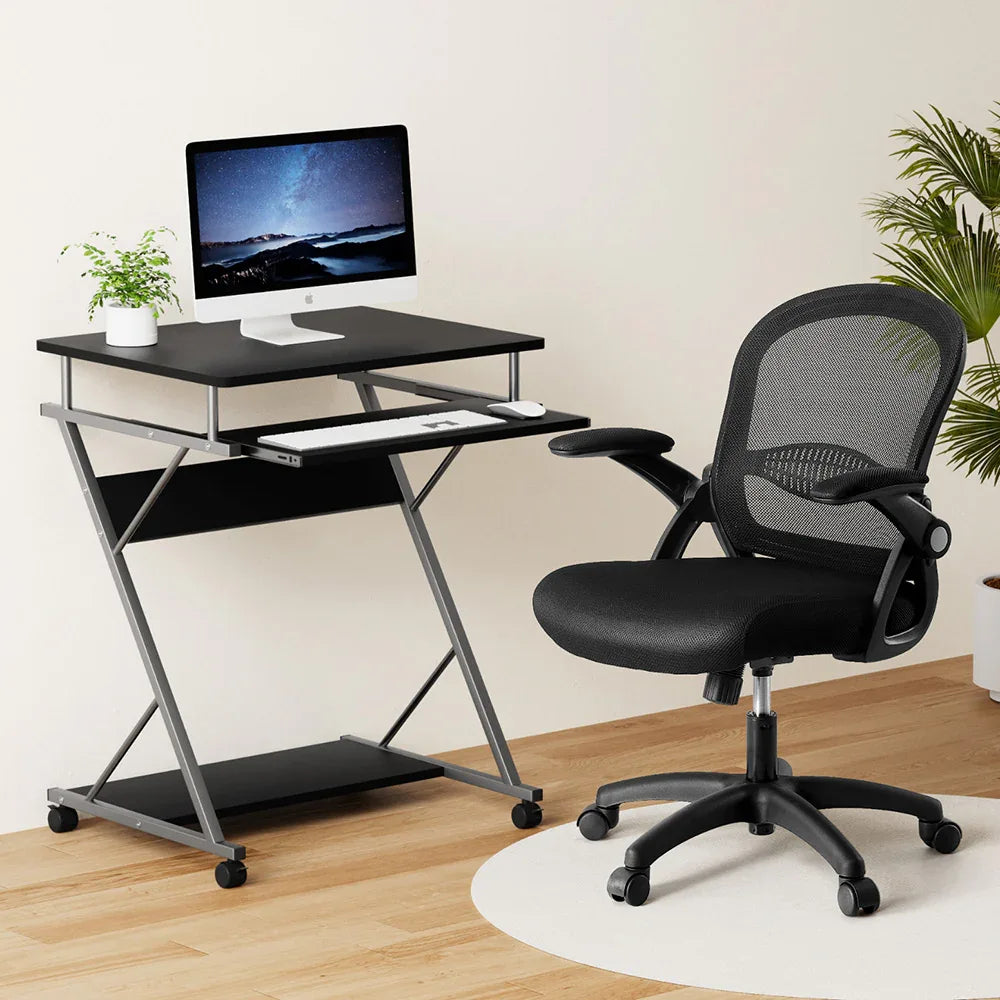 Artiss Computer Desk Mesh Office Chair Set Desks with Keyboard Shelf Try Black - Mekamart Australia