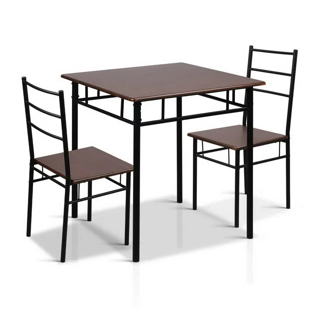 Artiss Dining Table And Chairs Set fo 3 Walnut - Mekamart Australia