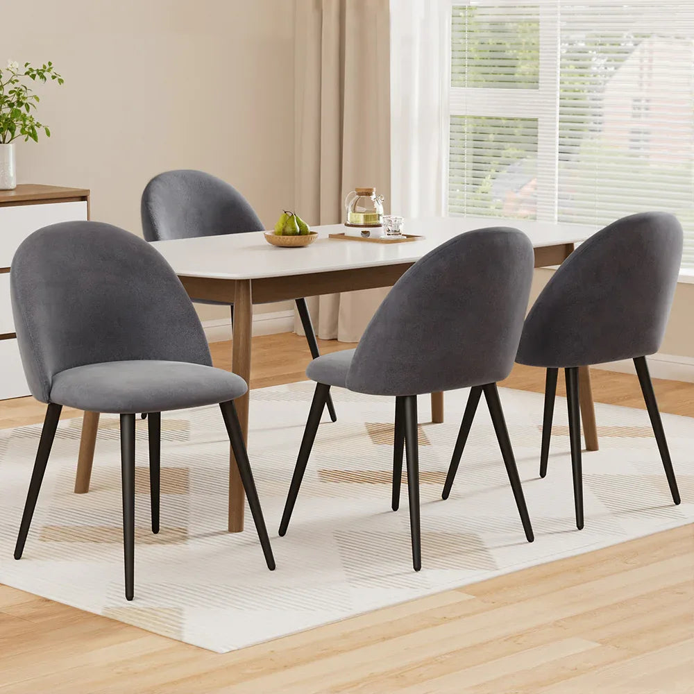 Artiss Dining Chairs Set of 4 Velvet Solid Curved Dark Grey - Mekamart Australia
