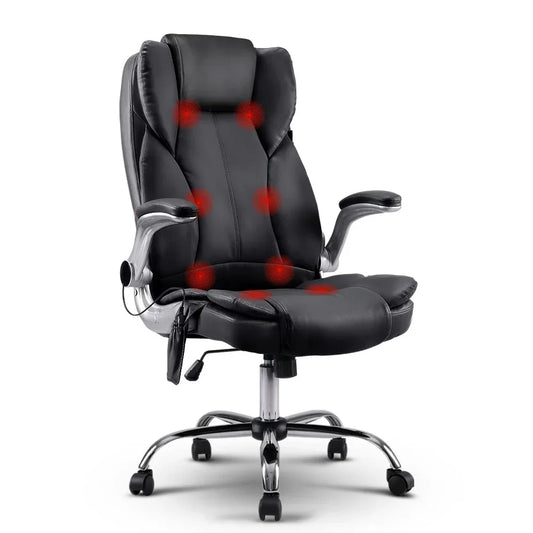 Artiss 8 Point Massage Office Chair PU Leather Black - Mekamart Australia