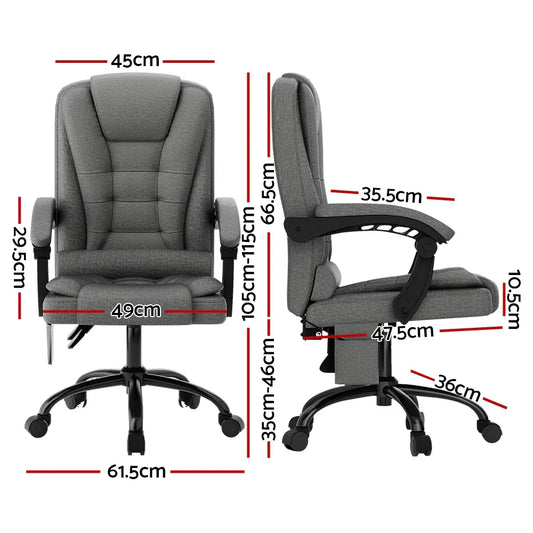 Artiss 2 Point Massage Office Chair Fabric Black - Mekamart Australia