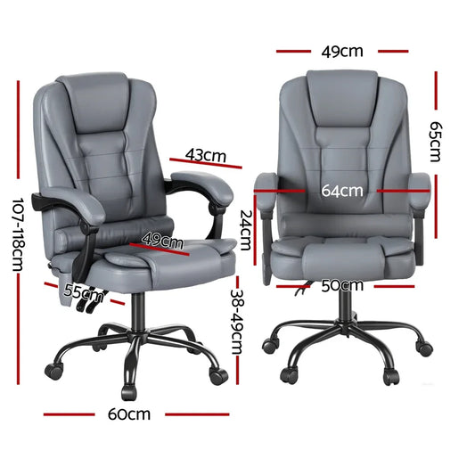 Artiss Executive Office Chair 4-Point Massage Adjustable Ergonomic Recline PU - Mekamart Australia