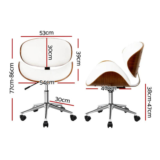 Artiss Wooden Office Chair Leather Seat White - Mekamart Australia