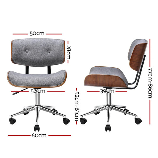 Artiss Wooden Office Chair Fabric Seat Grey - Mekamart Australia