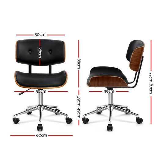 Artiss Wooden Office Chair PU Seat Black Brown - Mekamart Australia