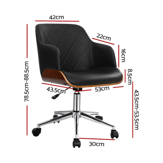 Artiss Wooden Office Chair Fabric Seat Black - Mekamart Australia