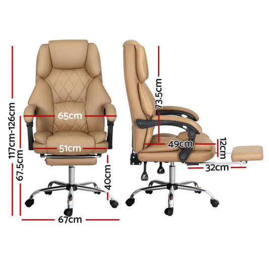 Artiss Executive Office Chair Leather Footrest Espresso - Mekamart Australia