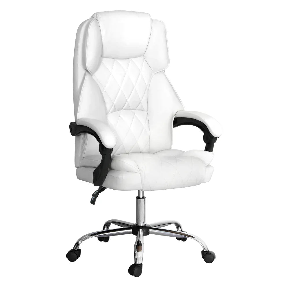 Artiss Executive Office Chair Leather Recliner White - Mekamart Australia