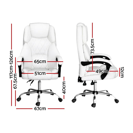 Artiss Executive Office Chair Leather Recliner White - Mekamart Australia