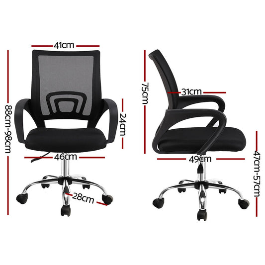 Artiss 2x Mesh Office Chair Mid Back Black