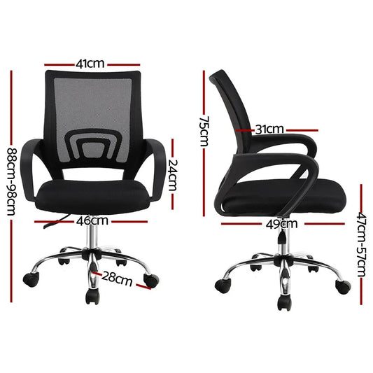 Artiss 2x Mesh Office Chair Mid Back Black - Mekamart Australia