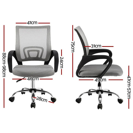 Artiss 2x Mesh Office Chair Mid Back Grey - Mekamart Australia