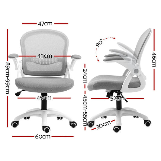 Artiss 2x Mesh Office Chair Computer Gaming Desk Chairs Work Study Mid Back Grey - Mekamart Australia