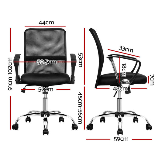 Artiss Mesh Office Chair Mid Back Black - Mekamart Australia