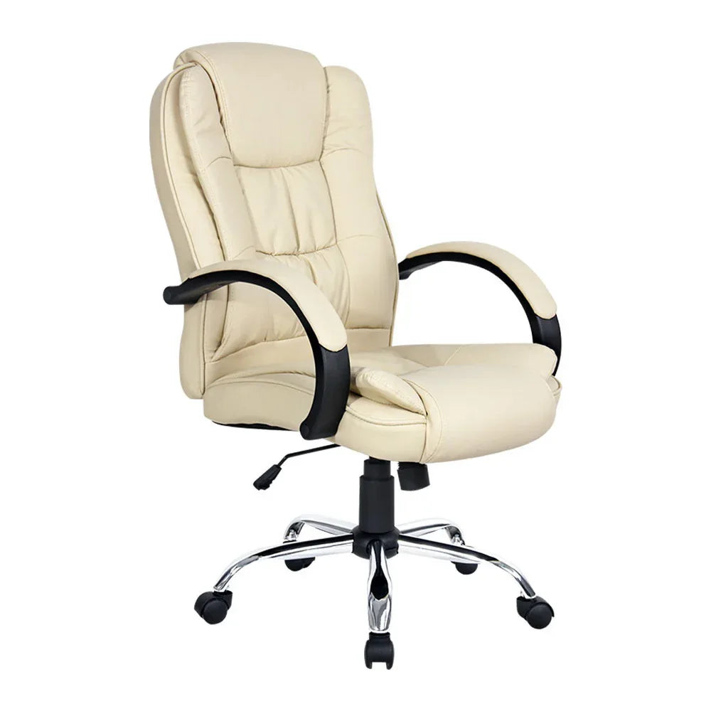 Artiss Executive Office Chair Leather Tilt Beige - Mekamart Australia