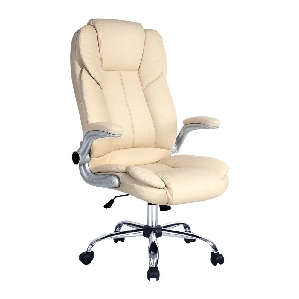 Artiss Executive Office Chair Leather Tilt Beige - Mekamart Australia