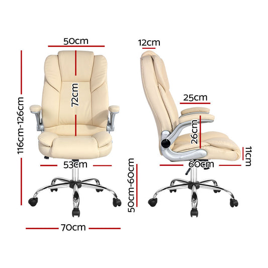 Artiss Executive Office Chair Leather Tilt Beige - Mekamart Australia