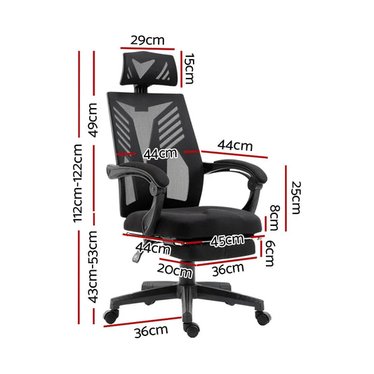 Artiss Mesh Office Chair Recliner Black - Mekamart Australia