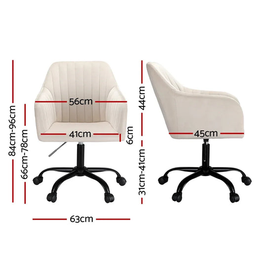 Artiss Office Chair Velvet Seat Cream - Mekamart Australia