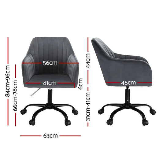 Artiss Office Chair Velvet Seat Dark Grey - Mekamart Australia