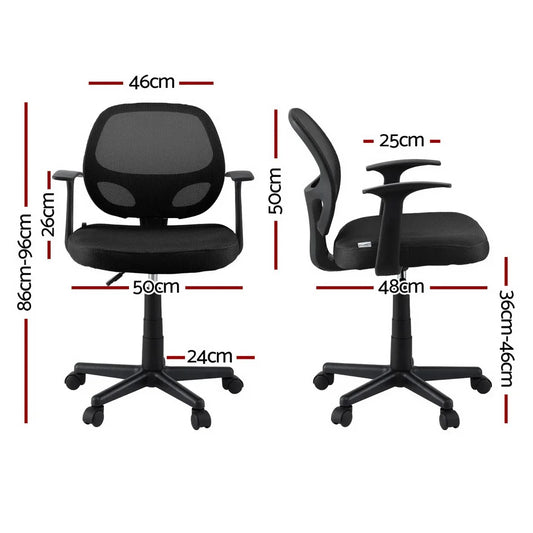 Artiss Mesh Office Chair Computer Gaming Desk Chairs Work Study Mid Back Black - Mekamart Australia