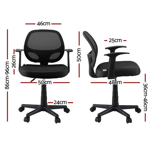 Artiss 2x Mesh Office Chair Computer Gaming Desk Chairs Work Study Mid Back Black - Mekamart Australia