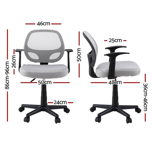 Artiss 2x Mesh Office Chair Computer Gaming Desk Chairs Work Study Mid Back Grey