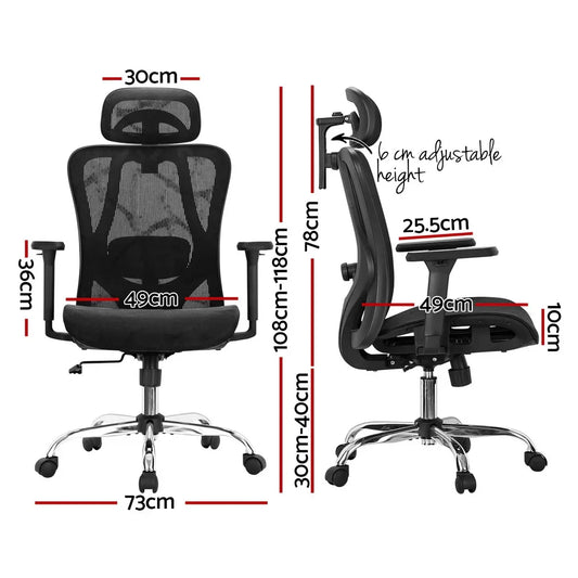 Artiss Ergonomic Office Chair Recline Black - Mekamart Australia