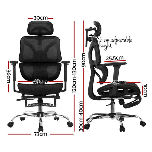 Artiss Ergonomic Office Chair Footrest Black - Mekamart Australia