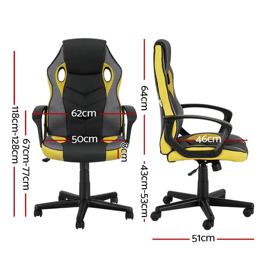 Artiss Gaming Office Chair Computer Executive Racing Chairs High Back Yellow - Mekamart Australia