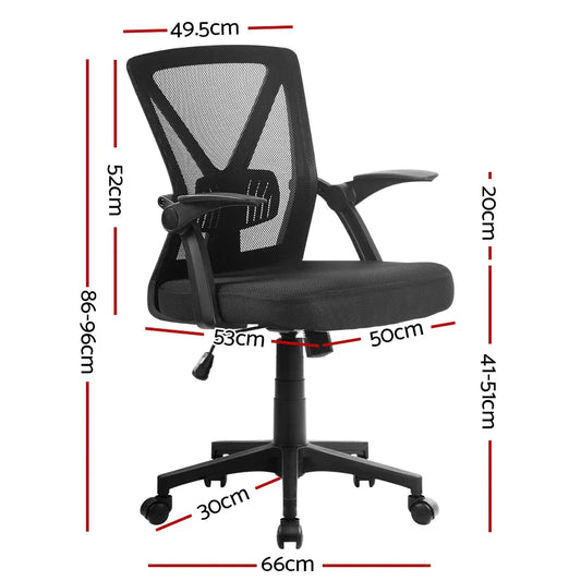 Artiss Mesh Office Chair Mid Back Black - Mekamart Australia