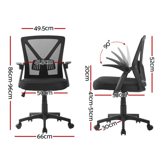 Artiss 2x Mesh Office Chair Mid Back Black