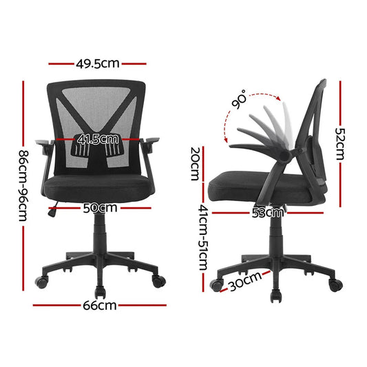 Artiss 2x Mesh Office Chair Mid Back Black - Mekamart Australia