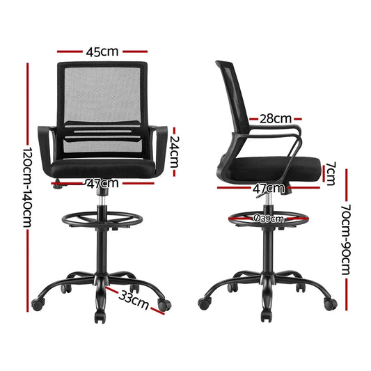 Artiss Office Chair Drafting Chairs Stool Computer Desk Studios Mesh Black - Mekamart Australia