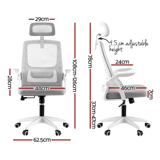 Artiss Ergonomic Office Chair Computer Desk Chairs Headrest Adjustable Grey - Mekamart Australia