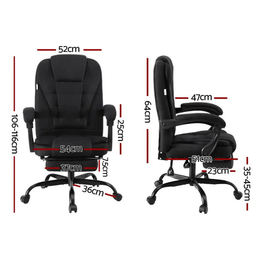 Artiss Office Chair Executive Fabric Seat Racing Computer Desk Chairs Footrest - Mekamart Australia