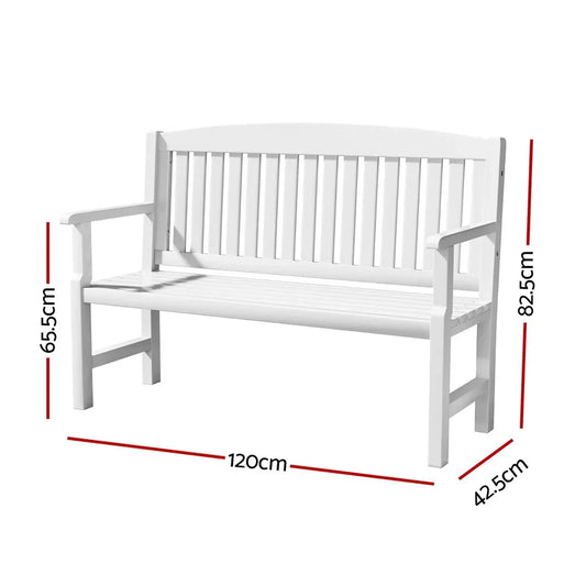 Gardeon Outdoor Garden Bench Wooden 2 Seater Lounge Chair Patio Furniture White - Mekamart Australia