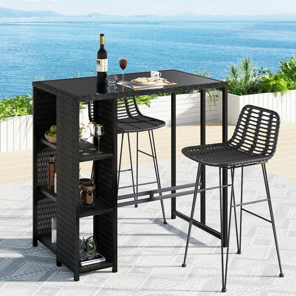 Gardeon Outdoor Bar Set Patio Furniture Dining Chairs Table and Chairs Wicker - Mekamart Australia