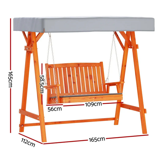 Gardeon Swing Chair Wooden Garden Bench Canopy 2 Seater Outdoor Furniture - Mekamart Australia