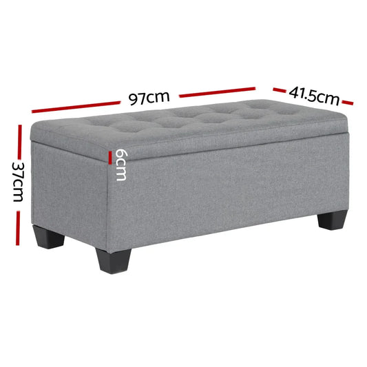 Artiss Storage Ottoman Blanket Box 97cm Linen Grey - Mekamart Australia