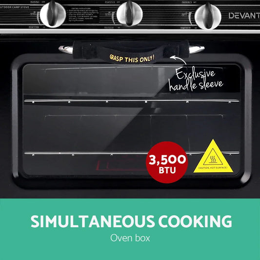 Devanti Portable Gas Oven LPG Silver - Mekamart Australia