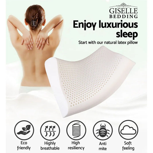 Giselle Bedding Natural Latex Pillow 2-Zone Twin Pack - Mekamart Australia