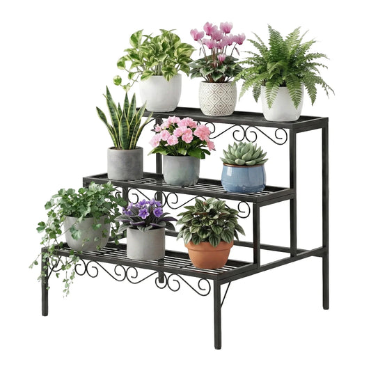 Artiss Plant Stand 3 Tier Metal Corner Plant Shelf Multiple Flower Holder Rack - Mekamart Australia