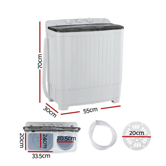 Devanti Portable Washing Machine Twin Tub 4.5KG - Mekamart Australia