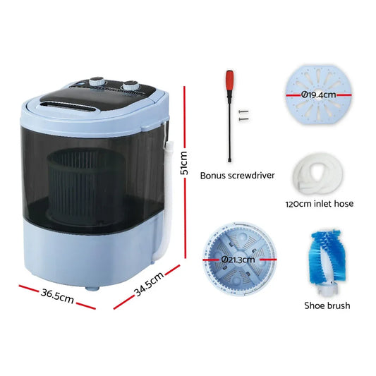 Devanti Portable Washing Machine 3KG Black - Mekamart Australia