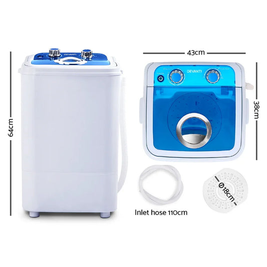 Devanti Portable Washing Machine 4.6KG Blue - Mekamart Australia