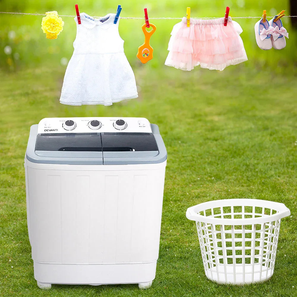 Devanti Portable Washing Machine Twin Tub 4.6KG White