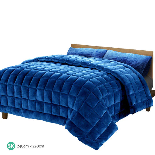 Giselle Bedding Faux Mink Quilt Blue Super King - Mekamart Australia