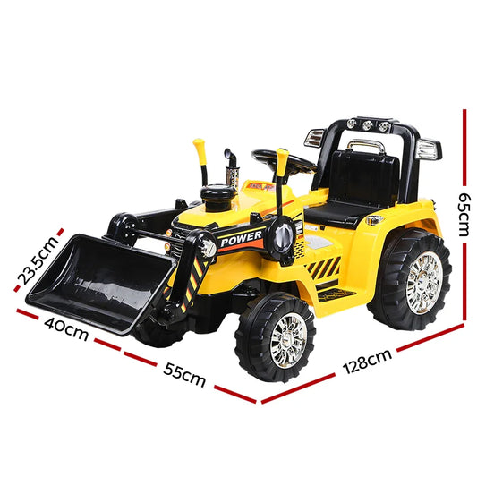 Rigo Kids Electric Ride On Car Bulldozer Digger Loader Remote 6V Yellow - Mekamart Australia